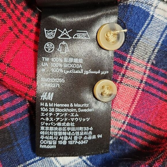 🧚♂️H&M Divided Red & Blue Plaid Long Sleeved Tunic Top Size 10 - Picture 13 of 13